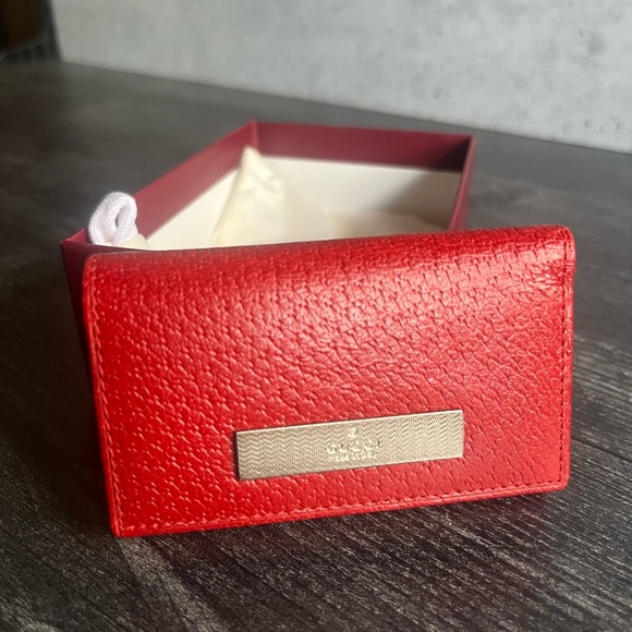 ❌sold❌GUCCI GG Key Ring Case Red Leather Authentic box ribbon dustbag NO CALLOU - Picture 11 of 11
